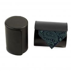 Black Leather Travel Tie Case