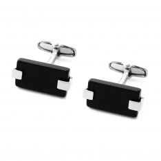 Ebony Black & Silver Tab Designer Cufflinks