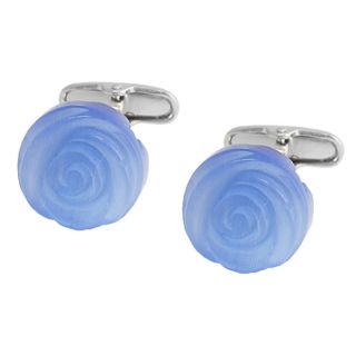 Romantic Cat Eye Blue Rose Cufflinks