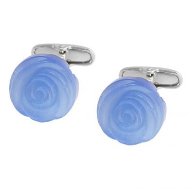 Romantic Cat Eye Blue Rose Cufflinks