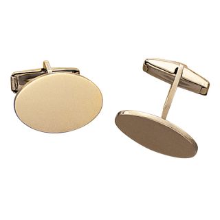 14KT Gold Engravable Oval Cufflinks