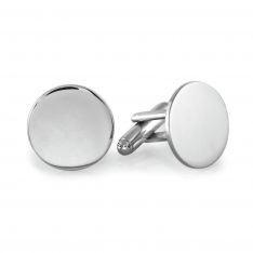Silver Circle Engraved Cuff Links