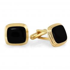 Black Gold Color Stepped Border Cufflinks