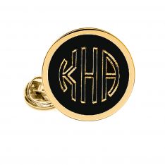 Round Black and Gold Engravable Lapel Pin