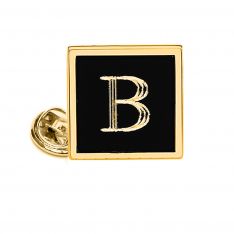 Square Black and Gold Engravable Lapel Pin