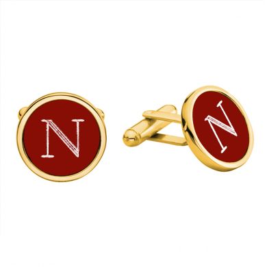 Round Gold and Red Engravable Cufflinks Round Gold and Red Engravable Cufflinks