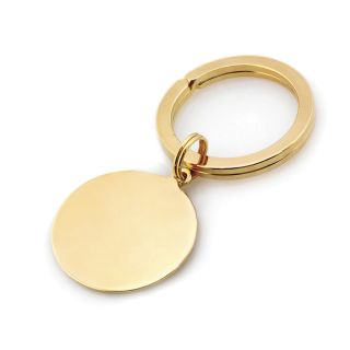 Simple 23 Karat Gold Round Engravable Keychain