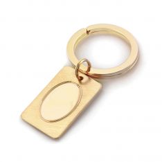 Gold Florentine Finish Oval Accent Keychain