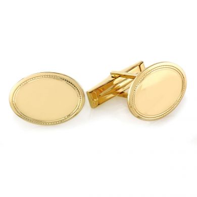 14 Karat Gold Bordered Engraved Cuff Links