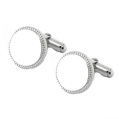 Sterling Silver Beaded Engraved Cufflinks