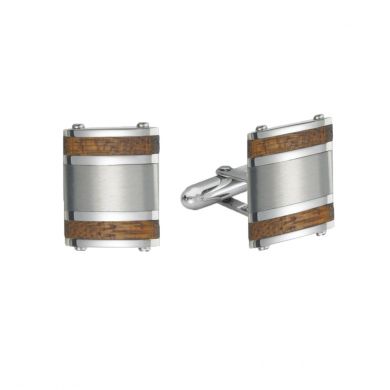 Stainless Steel Wood Bars Cufflinks