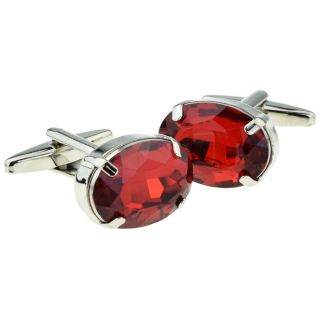 Large Red Crystal Cufflinks