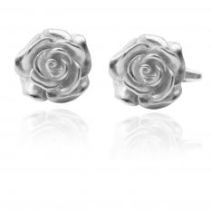 Silver Rose Flower Blossom Cufflinks