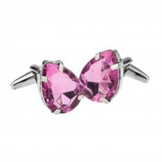 Pink Pear Cut Crystal Cufflinks