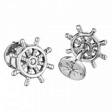 Sterling Boat Wheel and Compass Cufflinks