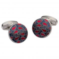 Paisley Patterned Cufflinks in Red and Blue