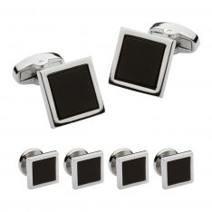 Square Black Onyx Stud Set