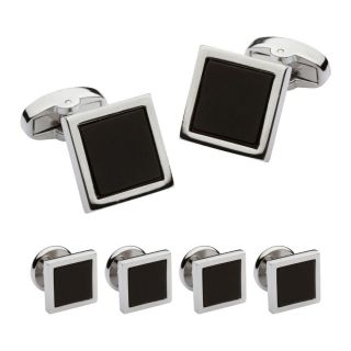 Square Black Onyx Stud Set