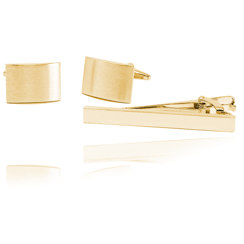 Gold Classic Cufflinks and Tie Bar Set Cufflinks Depot