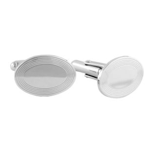 Oval Step Border Engravable Cufflinks