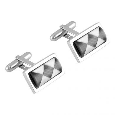 Black Cuff Links with Thunderbolt Perimeter Detail