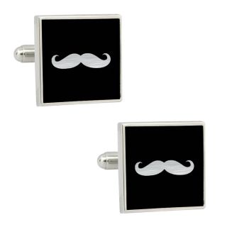 Black and Silver Mustache Cufflinks