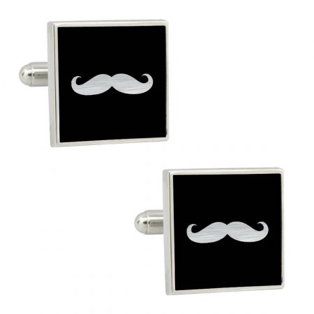 Black Moustache Movember Cufflinks with Gift Box