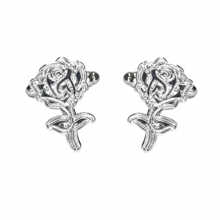 Silver Rose Stem Cufflinks