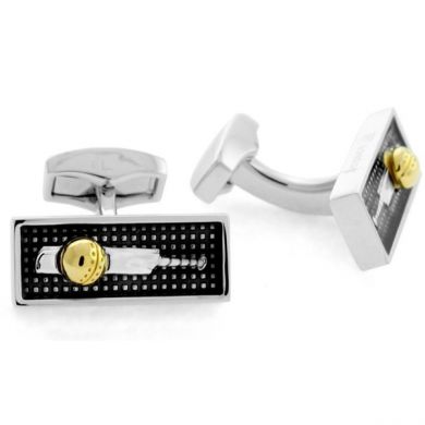 Yellow plated Bullseye cufflinks with onyx – Tateossian USA