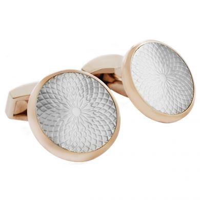 Rose Gold Rotondo Guilloche Cufflinks