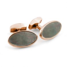 Rose Gold Oval Guilloche Cufflinks