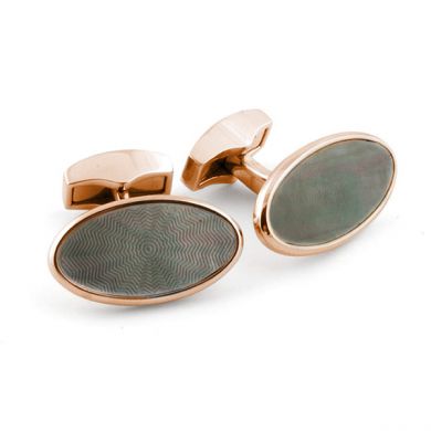 Rose Gold Oval Guilloche Cufflinks