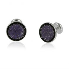 Round Black and Purple Cufflinks