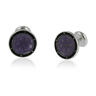 Round Black and Purple Cufflinks