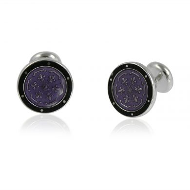 Round Black and Purple Cufflinks