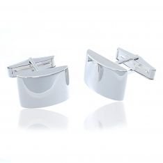Sterling Silver Curved Rectangular Cufflinks