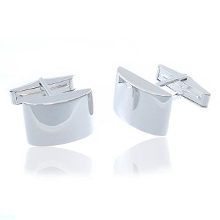 Sterling Silver Curved Rectangular Cufflinks
