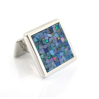 Sterling Crushed Opal Stone Cufflinks