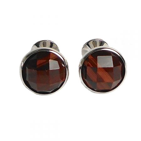 Round Faceted Tiger Eye Cufflinks