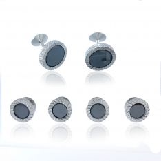 Hematite Knurled Border Stud Set