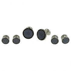 Round Black and Steel Gray Stud Set