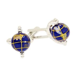 Silver Spinning World Globe Cufflinks