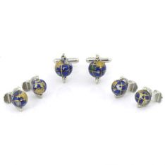 Spinning Globe Cufflinks and Stud Set