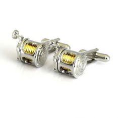 Two-Tone Fishing Reel Cufflinks