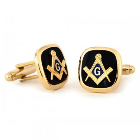 Masonic Freemason WHITE CUFFLINKS,High Quality Enamel Motif PSC Black Case