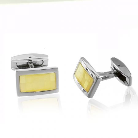 Stainless Steel Mother of Pearl Mosaic Cufflinks