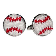 Needlepoint Baseball Cufflinks
