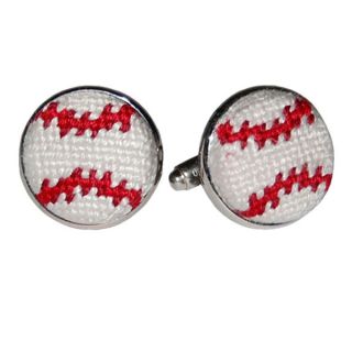 Needlepoint Baseball Cufflinks