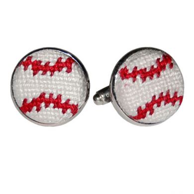 Needlepoint Baseball Cufflinks