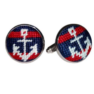Needlepoint Striped Anchor Cufflinks